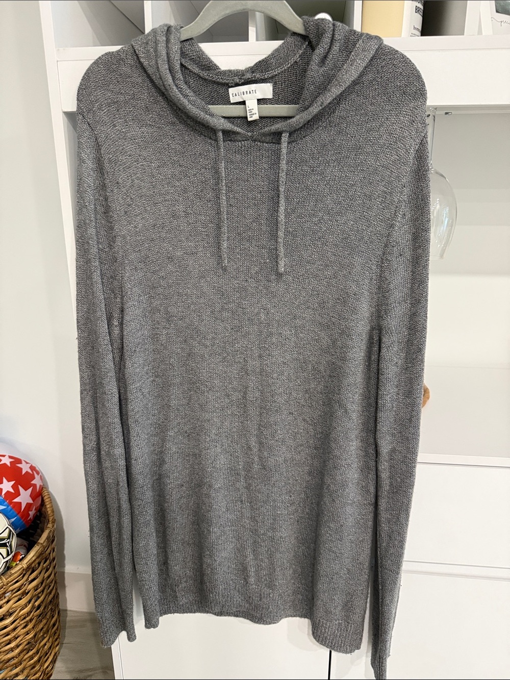 C2 by Calibrate Men's Gray Knit Hoodie Sweatshirt